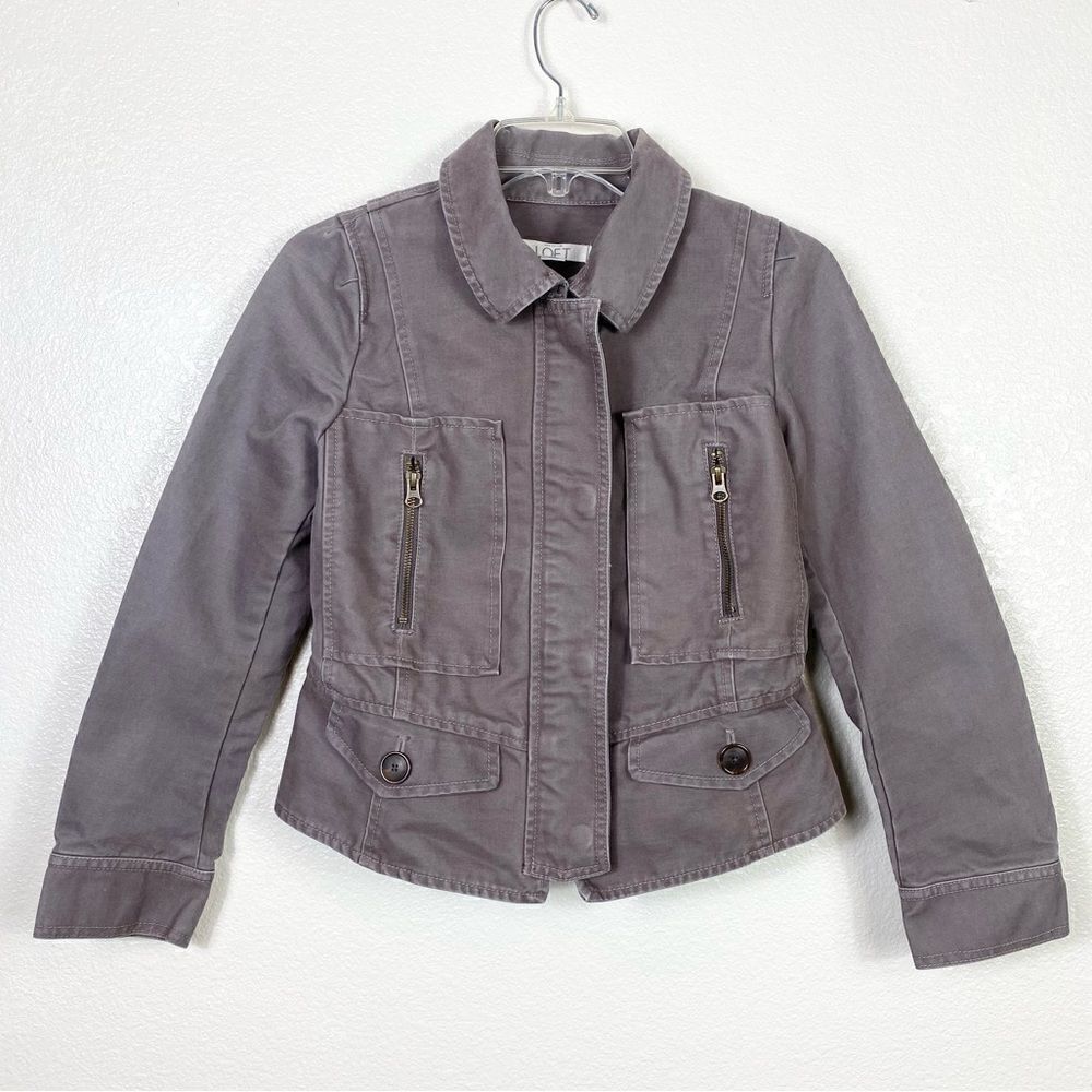 (6 petite) Loft Warm Grey Pocketed Jacket